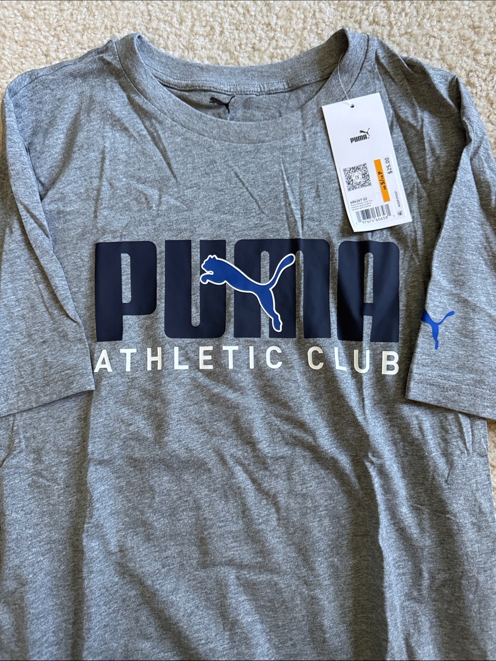 Puma Grey Tee with Navy and Blue Logo